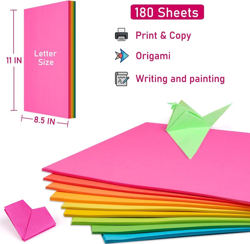 Magecubiku Colored Print&Copy Paper 8.5x11 Inches,180 Sheets 6 Colors Pastel A4 Printer Paper 20 lb/90GSM Colored Multipurpose Computer Pastel Paper for Office Printer School Cutting DIY Kids - Image 4